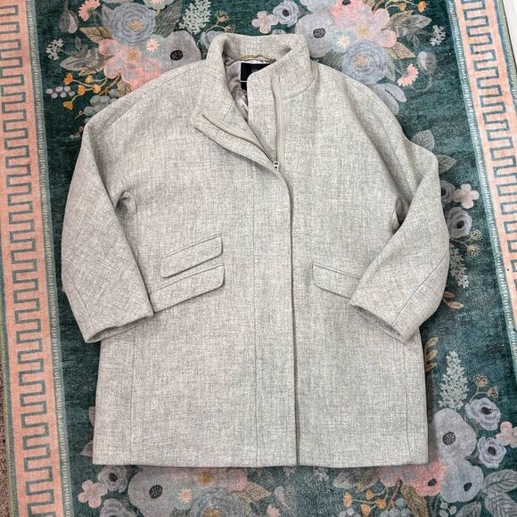 J. Crew Cocoon Coat Womens Sz 20 Gray Italian Stadium Cloth Wool Blend Full Zip - Picture 10 of 16